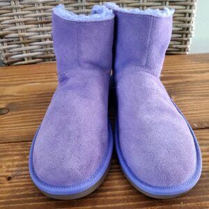 Koolaburra By UGG Purple Suede Kids Boots Glitter Stars  Faux Fur Lining Size 4